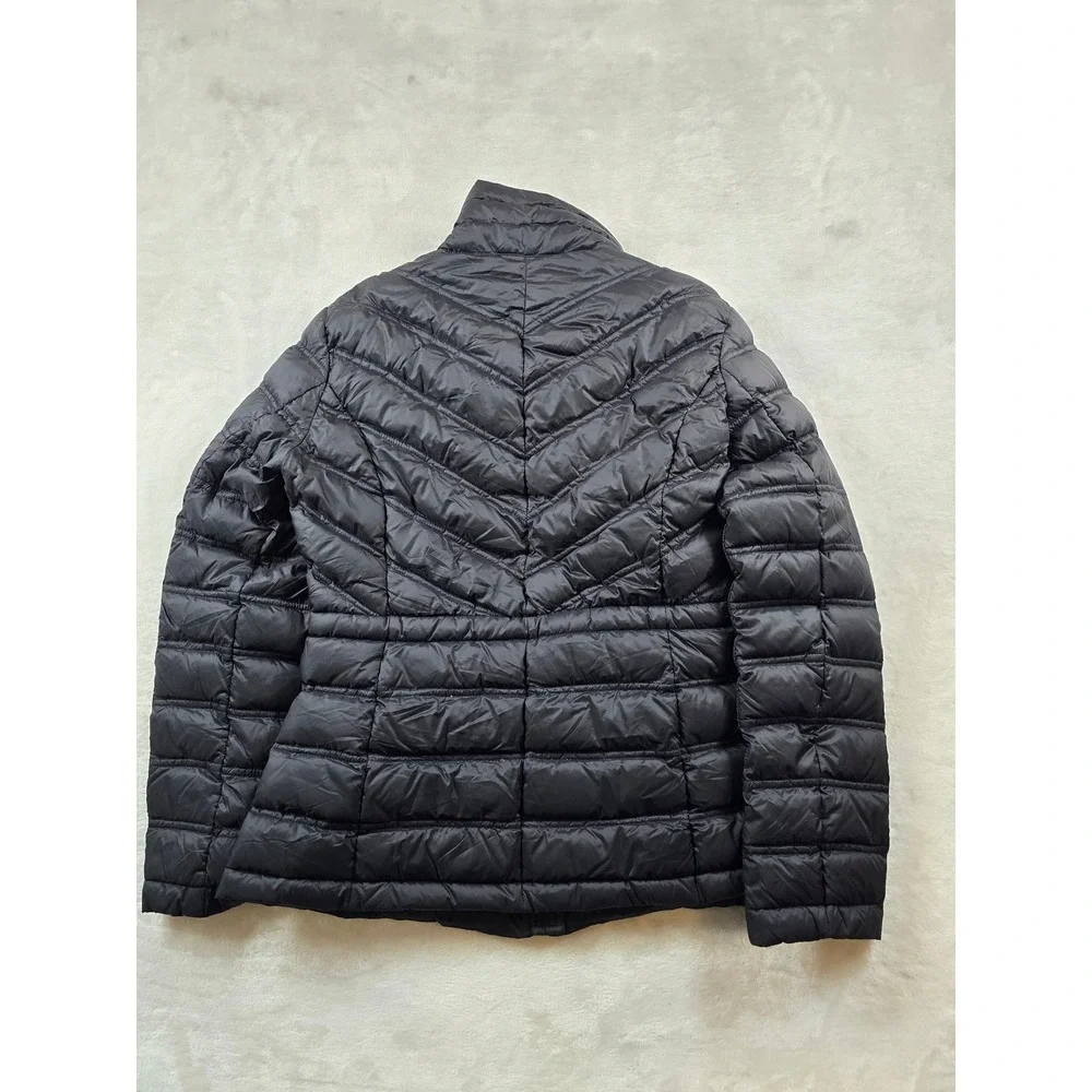 Michael Kors Puffer Jacket Womens Small Black Down Packable Chevron Quilted